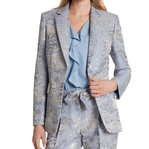 Light Blue Floral Jacquard Blazer
